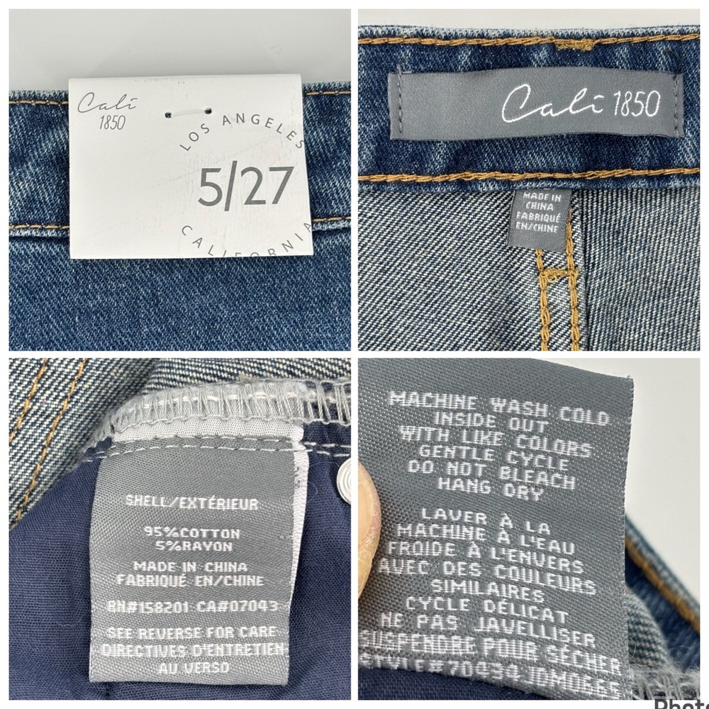 Cali 1850 NWT Faded Blue Straight Leg Mid Rise Grommeted Front Jeans, 5/27 - Picture 16 of 16